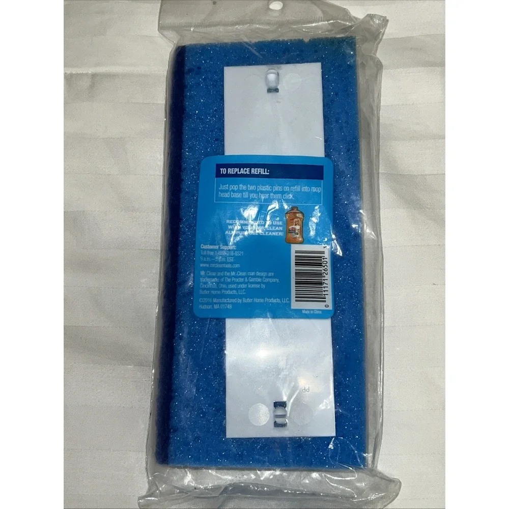 5-Mr Clean Blue Sponge Mop w/ Scrubber Refill Head Snap On SEALED New Old Stock